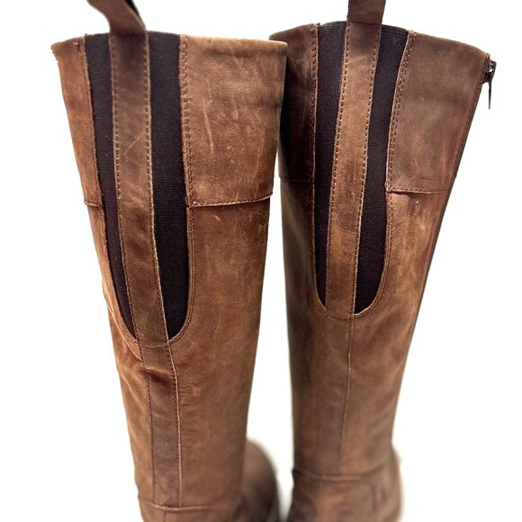 MIZ MOOZ NUBUCK LEATHER TALL BOOTS FULL SIDE ZIP 37EU BRANDY / 7US NEW # Z-122 - Picture 2 of 4
